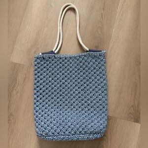 Urban Outfitters Blue Crochet Tote Bag with Rope Handles